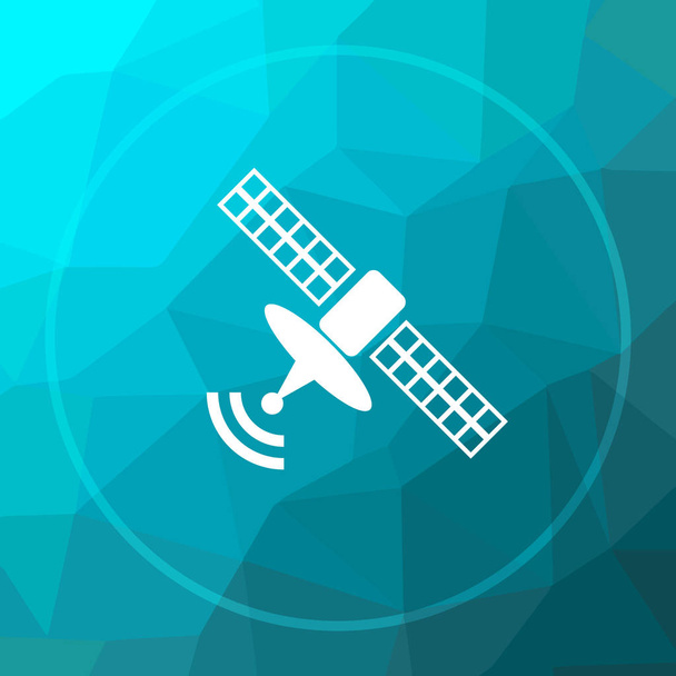 Antenna icon. Antenna website button on blue low poly background - Photo, Image