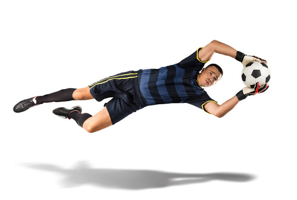 goakeeper cathing the ball in the air isolated - Photo, Image