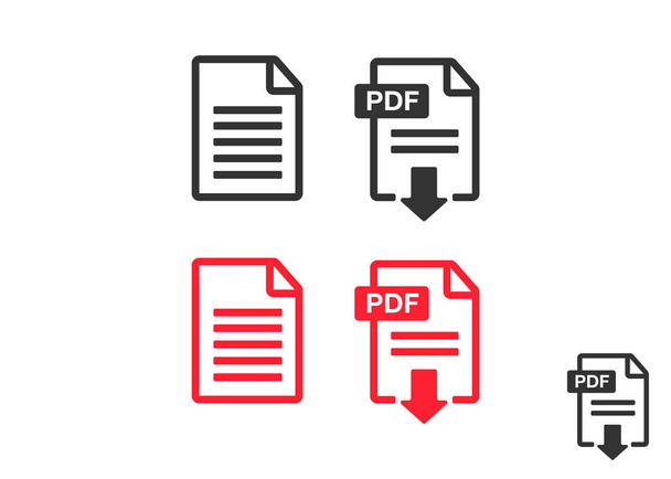 Pdf Datei herunterladen Icon. Dokumenttext, Symbolinformationen im Web-Format. Symbolset für Dokumente - Vektor, Bild