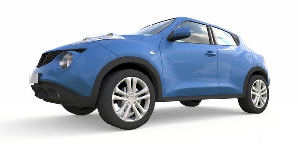 SUV cruzado subcompacto azul claro. renderizado 3d
 - Foto, imagen