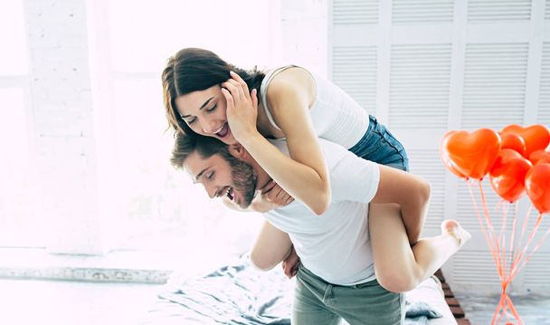Young couple spending merry time together - Photo, image