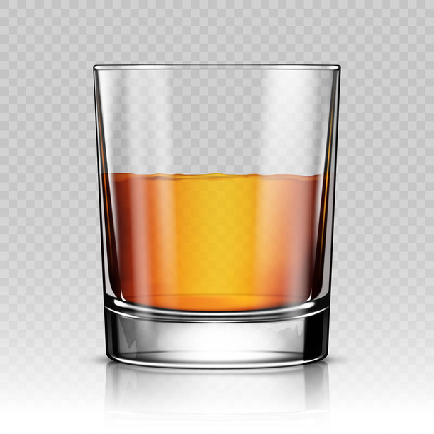 Glass of whiskey isolated realistic vector illustration - Vetor, Imagem