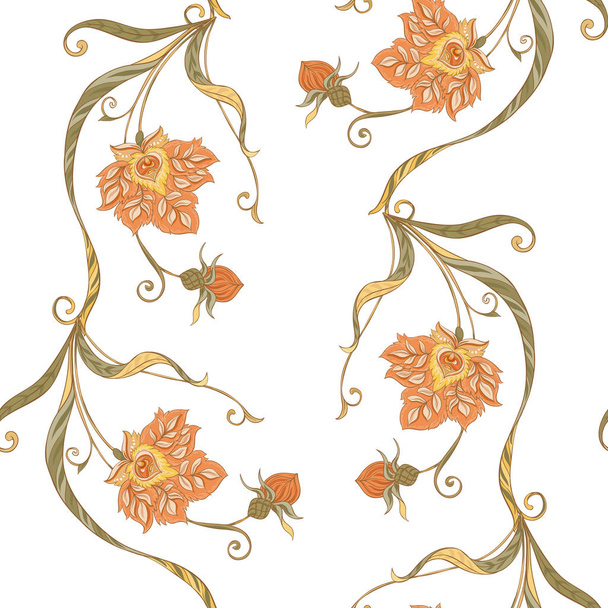 Floral seamless pattern, background  In art nouveau style, - Vector, Imagen