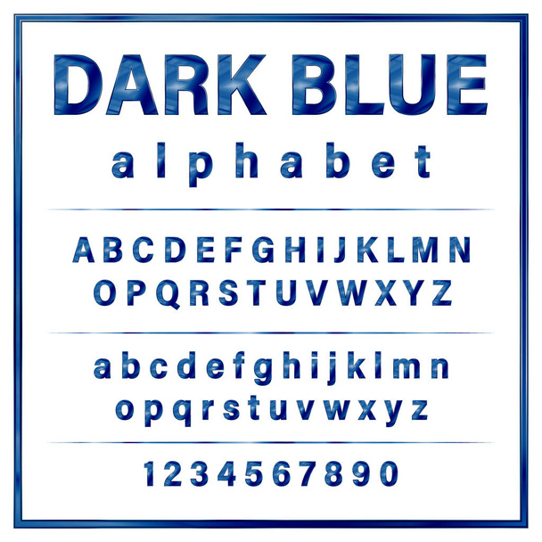 Dark Blue Color Metal Chrome alfabeto fuente
. - Vector, imagen