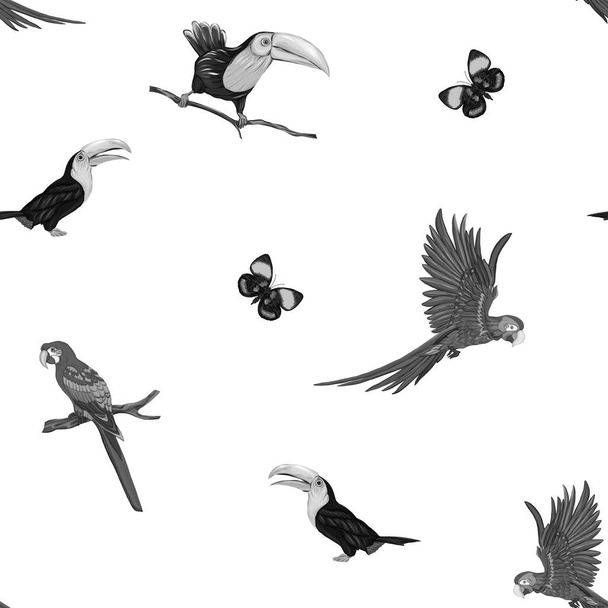 Seamless pattern, background  with birds.  Vector illustration - Vettoriali, immagini
