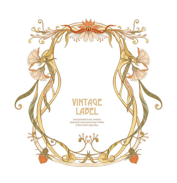 Label for products or cosmetics in art nouveau style, vintage, old, retro style. - Διάνυσμα, εικόνα