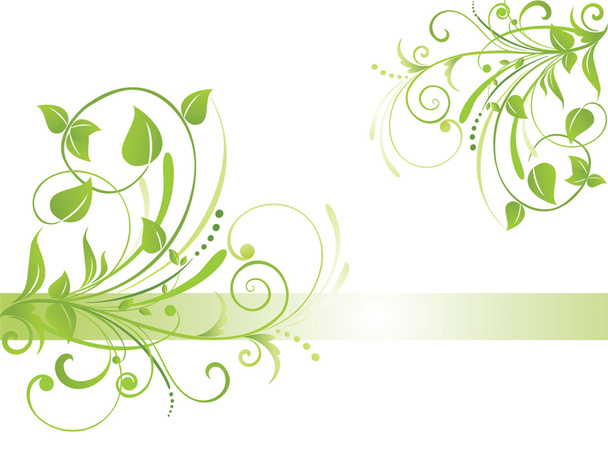 Green floral banner - Vector, Image