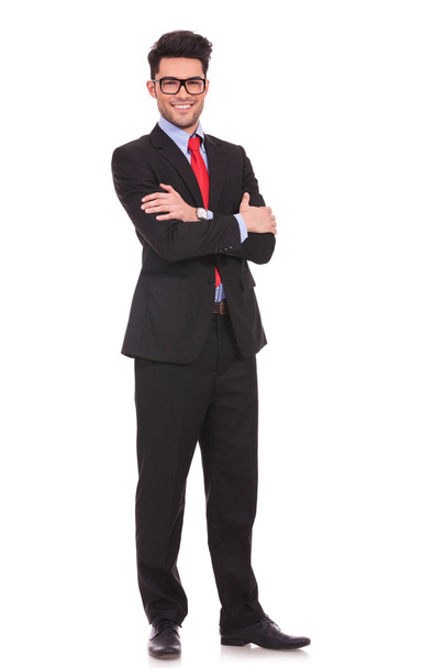 business man standing with hands folded - Фото, зображення