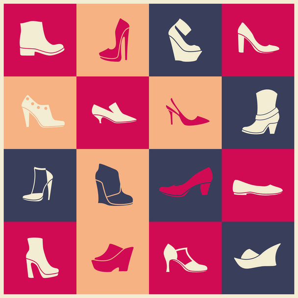 multicolor flat icons of different kinds of shoes - Vecteur, image