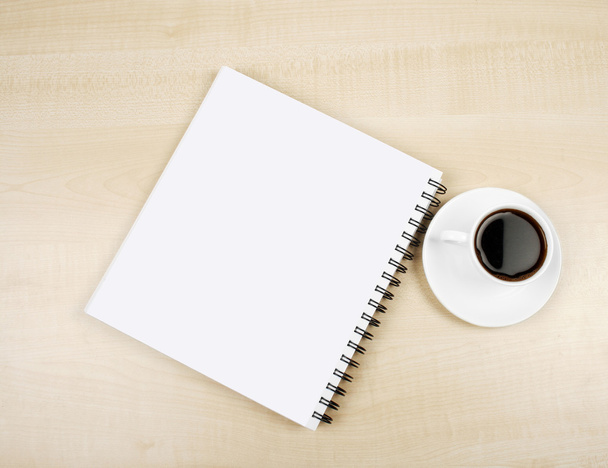 White cup and white page - Foto, Imagen