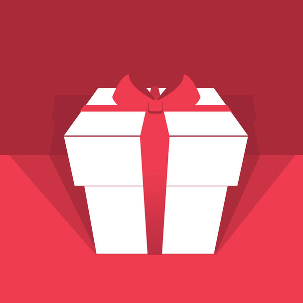 Caja de regalo blanca con fondo rojo de vacaciones ribbon.Vector
 - Vector, imagen