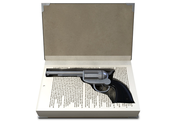 Gun Concealed In A Book - Photo, Image