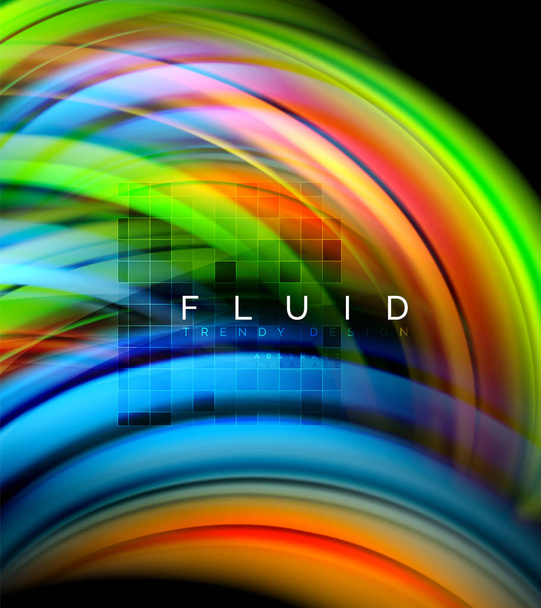 Fluid smooth wave abstract background, flowing glowing color motion concept, trendy abstract layout template for business or technology presentation or web brochure cover, wallpaper - Vector, Image