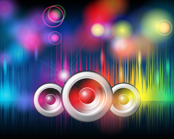Music background with glittering rainbow lights - Vector, Image