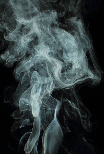 White smoke texture on black background - Photo, Image