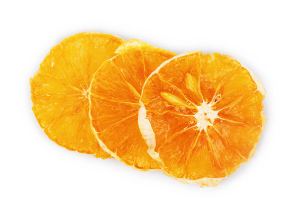 Dried orange slices isolated on white - Foto, Imagem