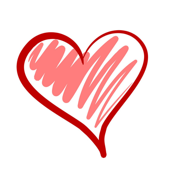 hart, het symbool van liefde, met de hand tekenen stijl, schets, doodle - Vector, afbeelding