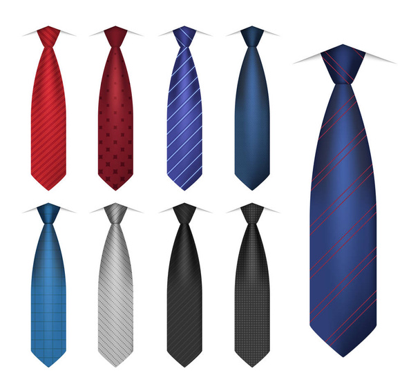Shirt tie icon set, realistic style - Vector, Image