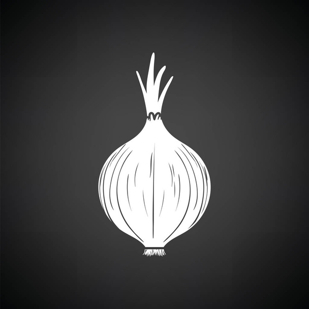 Onion icon. Black background with white. Vector illustration. - Vector, Image