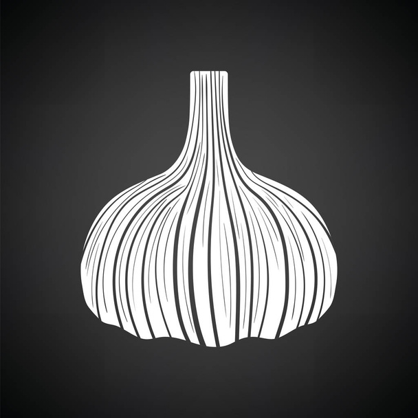 Garlic  icon. Black background with white. Vector illustration. - Vecteur, image