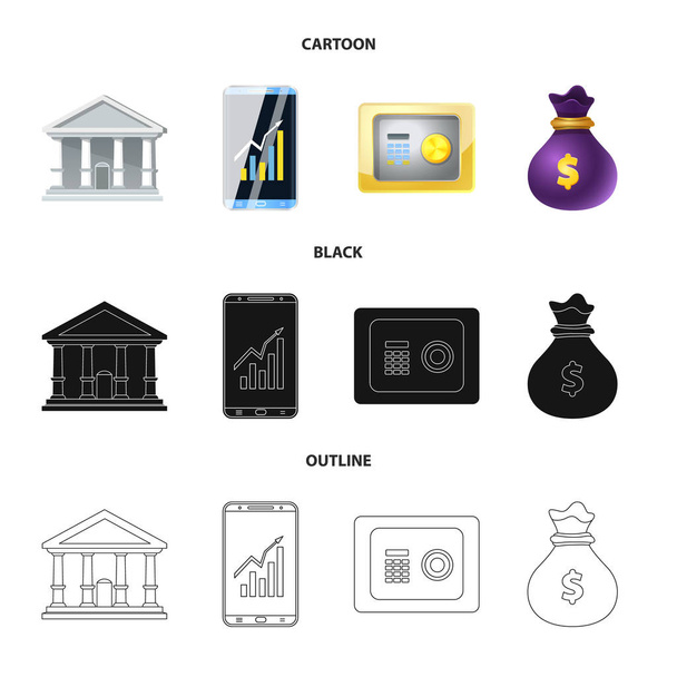 銀行とお金のロゴのベクター イラストです。株式の銀行と手形のベクター アイコンのセット. - ベクター画像
