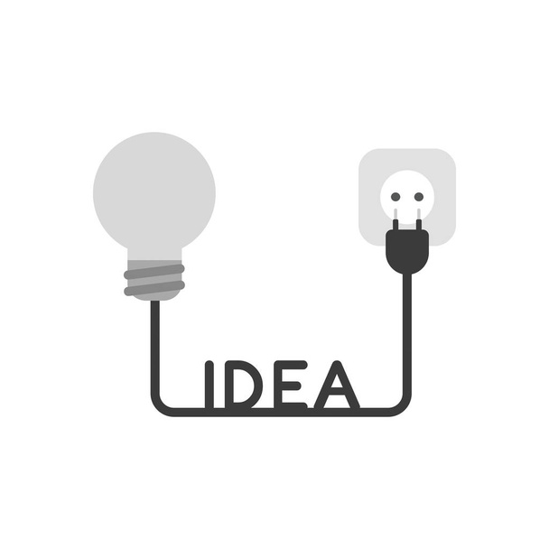 Vektor illusztráció ikon koncepció szürke villanykörte ötlet kábel, dugó és kimenet. - Vektor, kép