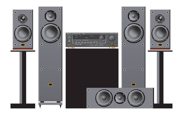 Audio & home theater components. Illustration. - Vector, Image