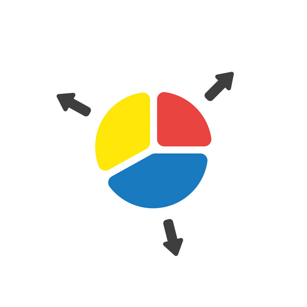 Illustration vectorielle icône concept de trois parties de diagramme tarte. - Vecteur, image