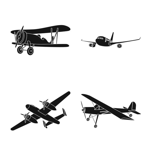 Vektordesign von Flugzeug und Transportschild. Sammlung von Flugzeug- und Himmelsvektorillustrationen. - Vektor, Bild