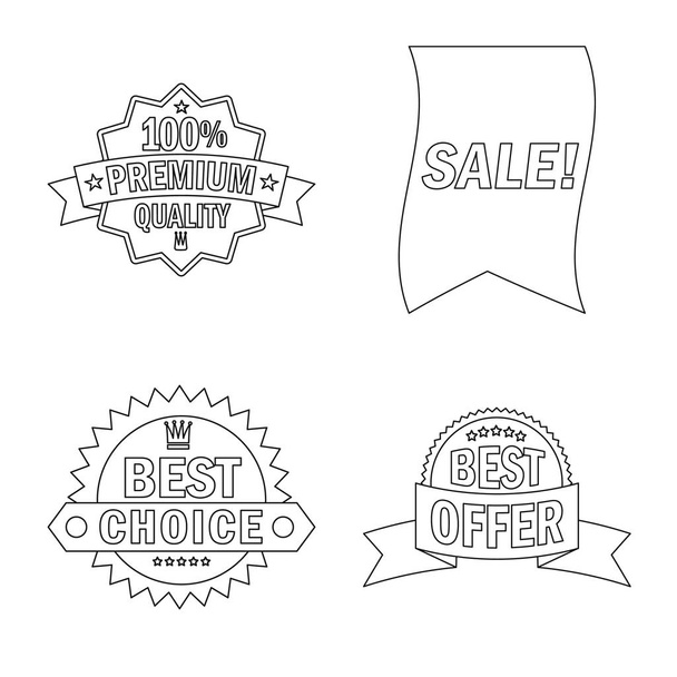 Isolated object of emblem and badge icon. Set of emblem and sticker vector icon for stock. - Vektör, Görsel