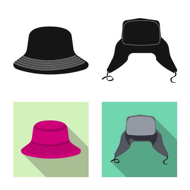 Vector illustration of headwear and cap sign. Collection of headwear and accessory vector icon for stock. - Vector, Imagen