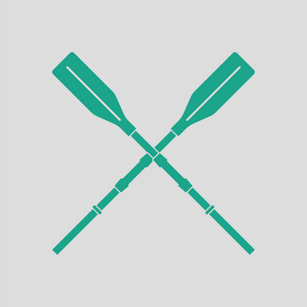 Ikone der Bootsruder. grauer Hintergrund mit grün. Vektorillustration. - Vektor, Bild