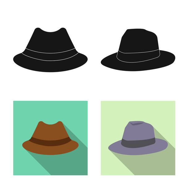 Isolated object of headwear and cap logo. Set of headwear and accessory vector icon for stock. - Vecteur, image