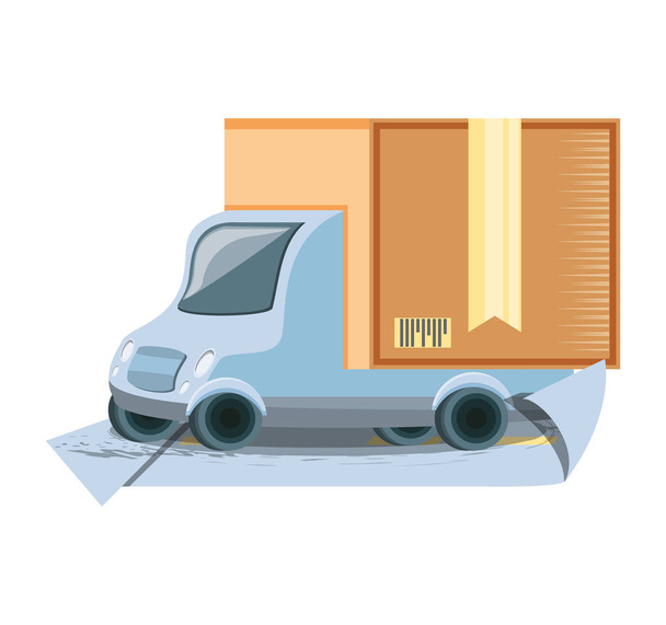 servicio de entrega rápida con ilustración de vectores de viaje de camiones
 - Vector, imagen