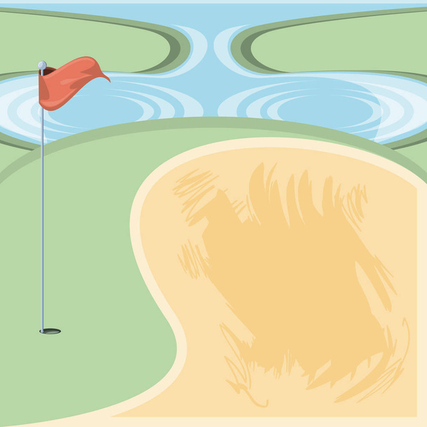 golf curse with sand trap - Vector, Image