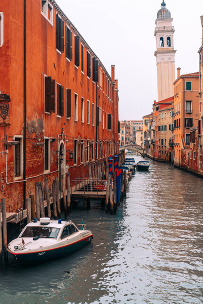 The street with a boat in Venice, Italy. - Fotoğraf, Görsel