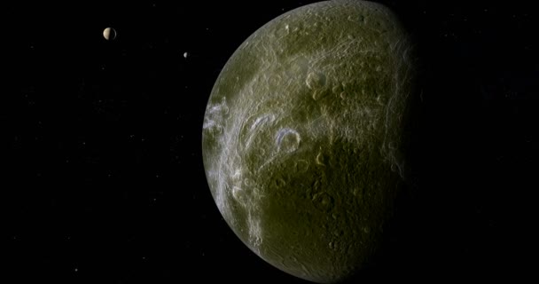 Διώνη, φεγγάρι του Κρόνου, περιστρεφόμενη κατά το διάστημα - Πλάνα, βίντεο