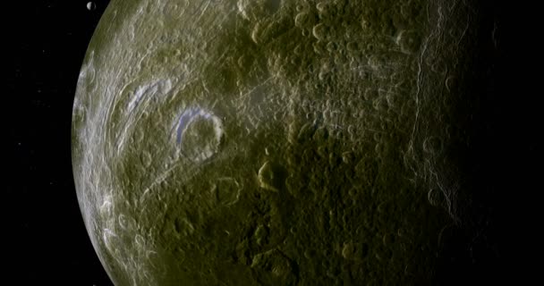 Surface of Dione, Saturn's moon, rotating in the outer space - Footage, Video
