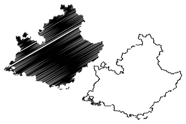 Mapa wektorowa Prowansja-Alpy-Wybrzeże Kości Słoniowej (Francja, region administracyjny, PACA) ilustracja wektorowa, szkic bazgrołów Prowansja-Alpy-Wybrzeże Kości Słoniowej - Wektor, obraz