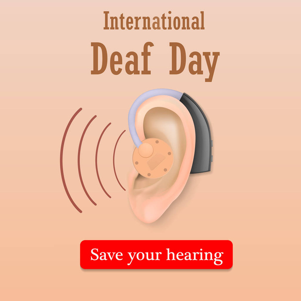 Deaf day save your hearing concept background, realistic style - Διάνυσμα, εικόνα