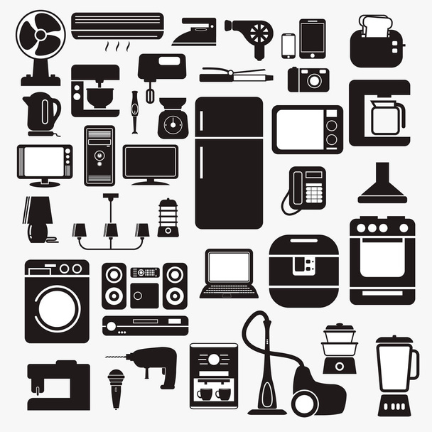 家庭電化製品のセット  - ベクター画像
