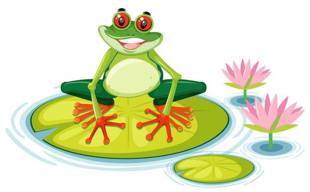 Czerwony eyed tree frog na ilustracji lily pad - Wektor, obraz
