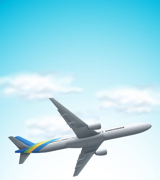 Commerical vliegtuig vliegen boven de afbeelding - Vector, afbeelding