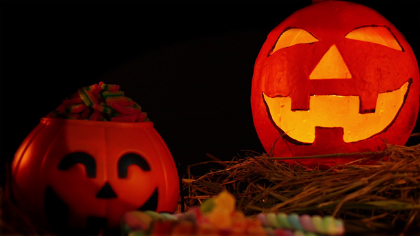 Halloween dzień tematu z kolekcji lentern dyni animowane - Materiał filmowy, wideo