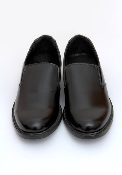 closeup image of black leather male shoes - Photo, Image