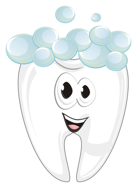 dents blanches heureuses avec de nombreuses bulles bleues
 - Photo, image