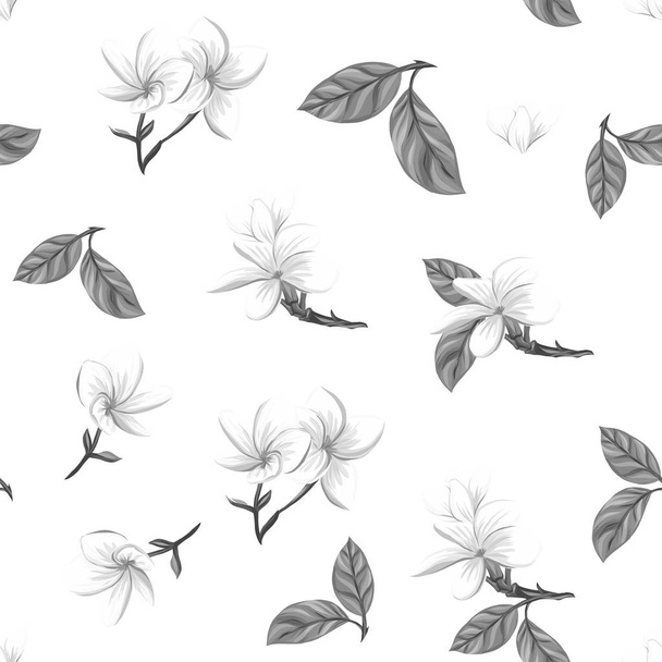 Seamless pattern, background with white plumeria - Vector, imagen