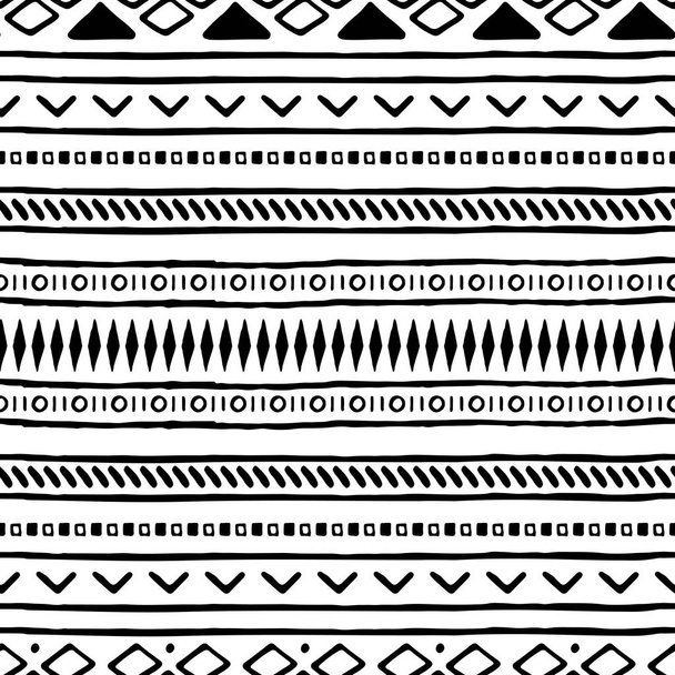 Vector hand drawn seamless tribal pattern. Abstract ethnic seamless pattern.  - Vector, Imagen