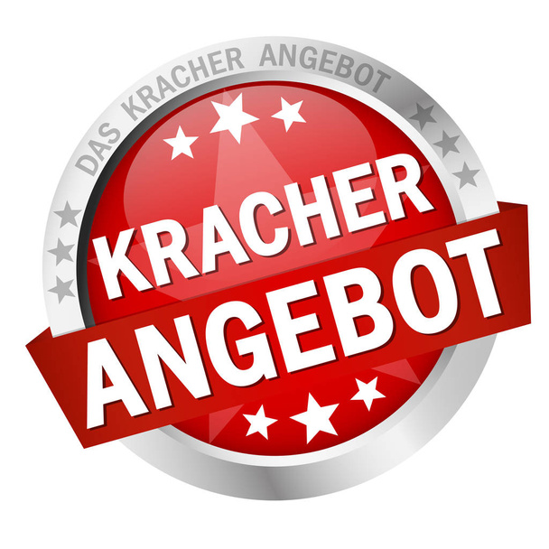 botón de color redondo con bandera y texto Kracherangebot
 - Vector, Imagen