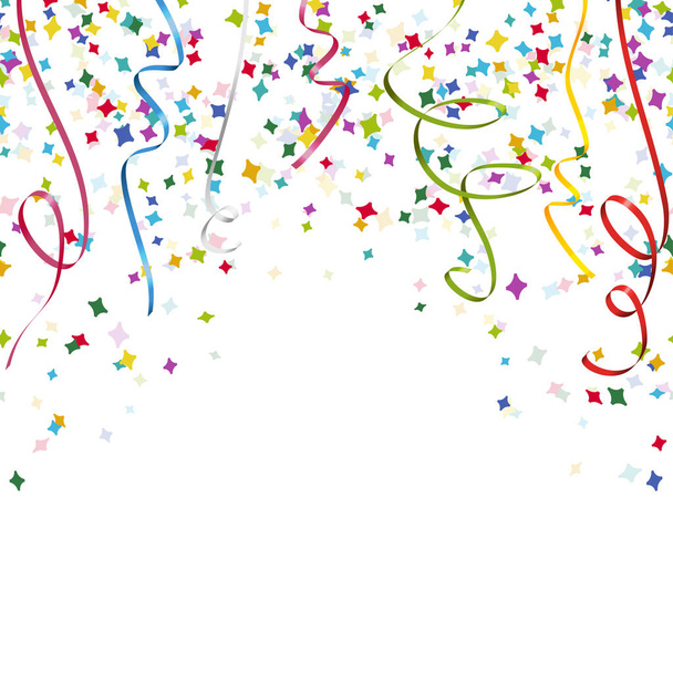 Farbige Luftschlangen und Konfetti-Hintergrund für Party oder Festival - Vektor, Bild